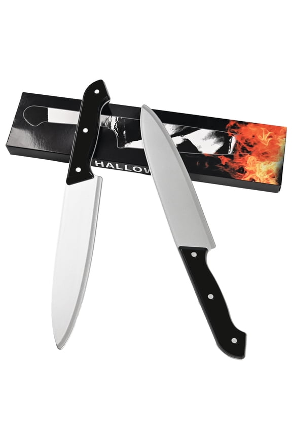 Fake Knife Prop,Silver Halloween Classic Knife Prop,Horror Movie Cosplay for Halloween,2 Pack