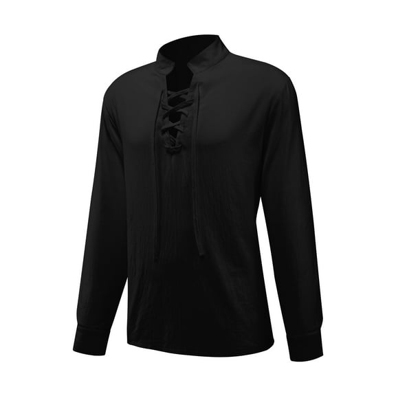 GYQMBT Men's Lace-Up Costume, Vintage Style, Medieval Retro Costume, Medieval Halloween Costume,Black,2XL