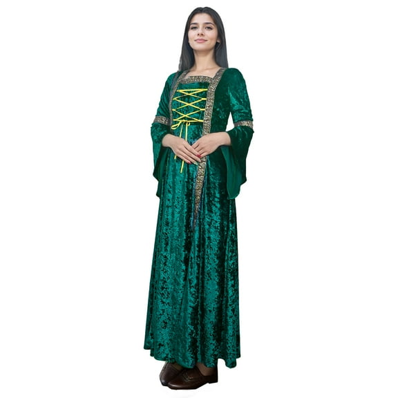 GYQMBT Renaissance Women Velvet dresses, Medieval Gothic Retro Dress Halloween Irish Vintage Victorian Faire Costumes Cosplay Party,M