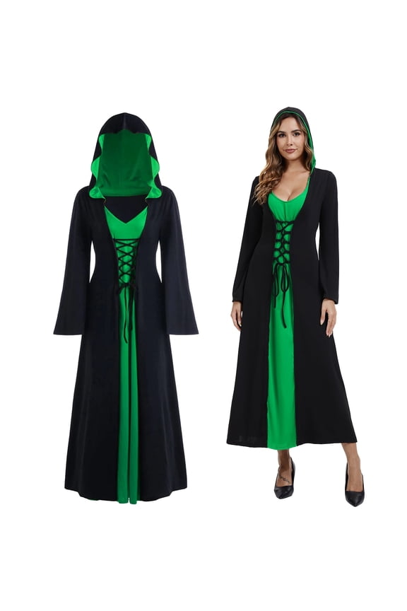 Vintage Witch Dresses, Halloween Vampire Women's Costumes Plus Size, Renaissance Women's Medieval Dresses, Green, S