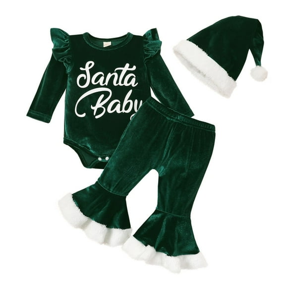 GYRATEDREAM 0-12M Infant Baby Boy Costumes Toddler Girls Christmas Outfit Santa Claus Costume Plush Romper Pants Hat
