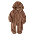thumbnail image 1 of GYRATEDREAM 0-12M Newborn Baby Bear Hooded Romper Fleece Snowsuit Infant One Piece Jumpsuit Winter Warm Coat for Infant, 6-9M, 1 of 9