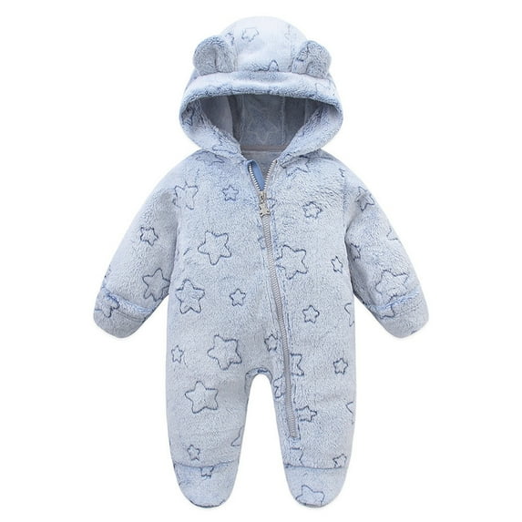 GYRATEDREAM 0-12M Newborn Baby Snowsuit Bear Hooded One Piece Romper Winter Warm Coat Infant Footie Jumpsuit for Girls Boys, 3-6M