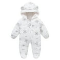 thumbnail image 1 of GYRATEDREAM 0-12M Newborn Baby Snowsuit Bear Hooded One Piece Romper Winter Warm Coat Infant Footie Jumpsuit for Girls Boys, 3-6M, 1 of 4
