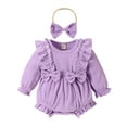 thumbnail image 1 of GYRATEDREAM 0-24M Newborn Baby Girl Romper Ruffle Jumpsuits Long Sleeve Sweater Rompers Infant Girls Clothes Fall Winter Outfit, 1 of 7