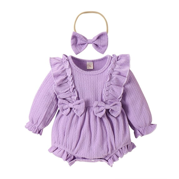 GYRATEDREAM 0-24M Newborn Baby Girl Romper Ruffle Jumpsuits Long Sleeve Sweater Rompers Infant Girls Clothes Fall Winter Outfit