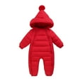 thumbnail image 1 of BULLPIANO 0-2T Toddler Baby Girls Boys Zipper Down Jumpsuits Winter Warm Hooded Romper Snowsuit Windproof Outwear, 1 of 3