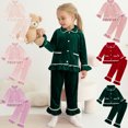 thumbnail image 1 of GYRATEDREAM 0-5 Years Toddler Baby Girl Two Piece Pajamas Set Long Sleeve Ruffle Button Down Satin Pajamas Top Pants Sleepwear Clothes, 1 of 10