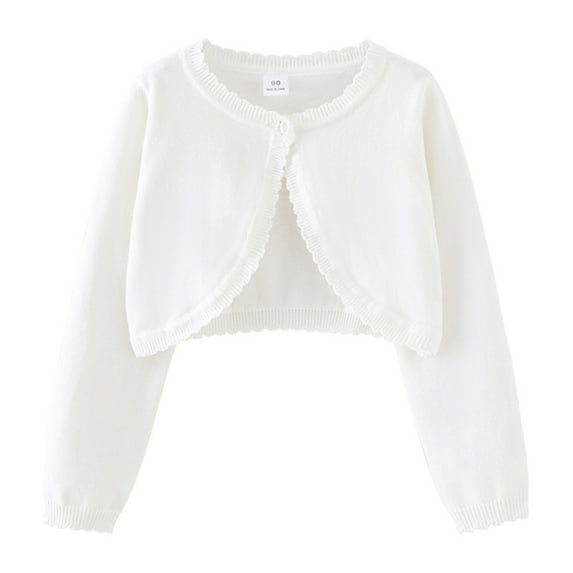 GYRATEDREAM 1-10 Years Little Girls Cardigan Sweater Long Sleeve Button Closure Cropped Dress Cover Up Kids Bolero Shrug