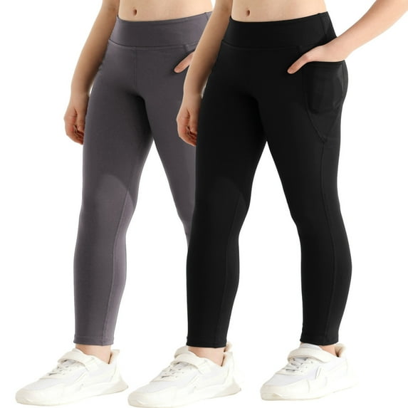 GYRATEDREAM 1/2/3/4 Pack Girls Athletic Leggings Cross High Waisted Yoga Pants for Kids Dance Workout Running Tights with Pockets 6-15Y