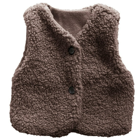 GYRATEDREAM 1-6T Kids Baby Girl Sherpa Fleece Vest Jacket Warm Sleeveless Outerwear Toddler Cardigan Coats Waistcoat