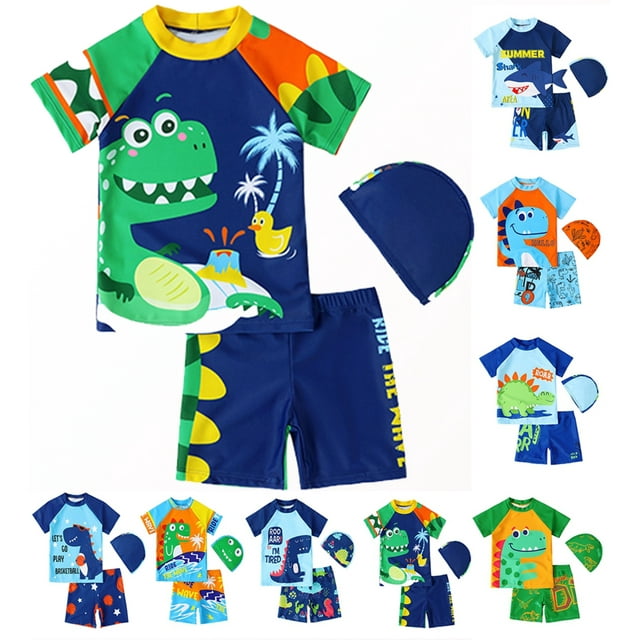 GYRATEDREAM 16Y Kids Boys Two Piece Swimsuit Bathing Suit Short Sleeve