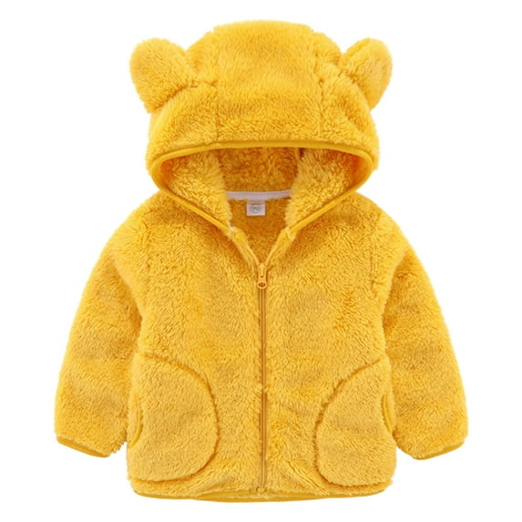 GYRATEDREAM Toddler Fleece Jackets Cute Bear Hooded Jacket Kids Winter Zip Up Coats Outerwear with Pockets 1-7Years