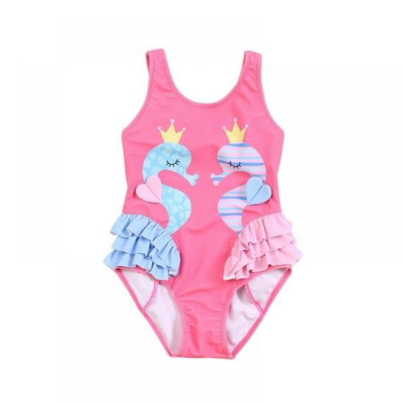 GYRATEDREAM 1-7Years One Piece Swimsuit Ruffle Strap Swimwear Summer Beach Bathing Suit Girls Summer Swimsuit