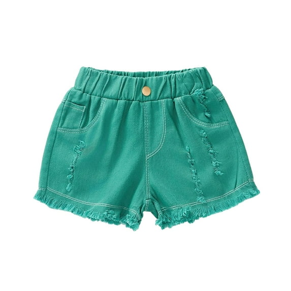 GYRATEDREAM 2-10 Years Kids Girls Summer Denim Shorts Elastic Waistband Ripped Jean Shorts