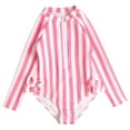 thumbnail image 1 of GYRATEDREAM 2-10T Girls One Piece Rashguard Swimsuit Long Sleeve Zip Up Stripe Bathing Suit, 1 of 10