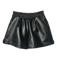 thumbnail image 1 of GYRATEDREAM 2-14Y Girls PU Leather Shorts Toddler Baby Elastic High Waist Fashion Wide Leg Mini Skirts with Pockets Kids Children Fall Winter Clothes Black, 1 of 6