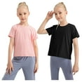 thumbnail image 1 of GYRATEDREAM 2 Pack Girls Short Sleeve Dry-Fit Crew Neck Active Athletic Performance T-Shirt for Kids 5-12 Years, 1 of 10