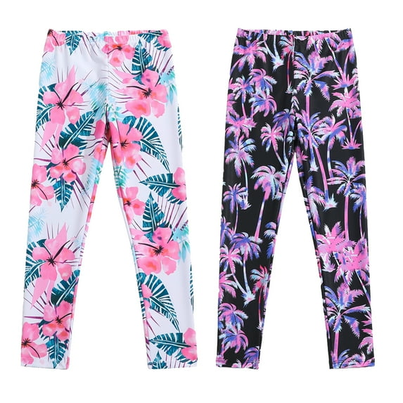 GYRATEDREAM 2 Pack Girls' Swimming Bottom Leggings UPF50+ Rash Guard Swim Pants 3-7 Years