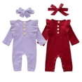 thumbnail image 1 of GYRATEDREAM 2 Pack Newborn Baby Girl One Piece Romper Jumpsuit Solid Ribbed Infant Girl Clothes Onesies Outfits 0-18 Months, 1 of 15
