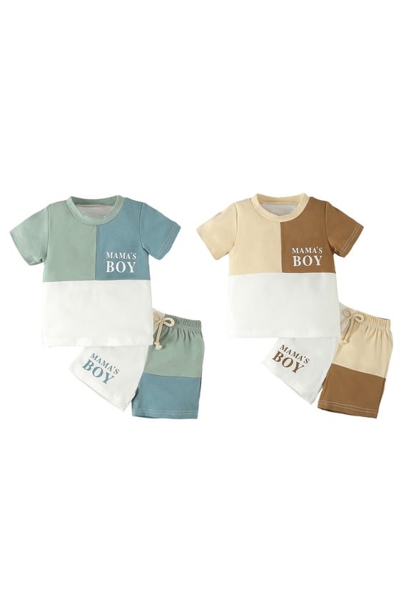 2 Pack Toddler Baby Boy Summer Clothes Mama's Boy Short Sleeve T-Shirt Tops Shorts Sets 2Pcs Infant Casual Outfits 0-3 Years