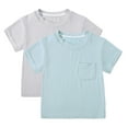 thumbnail image 1 of GYRATEDREAM 2 Pack Toddler Baby Boys and Girls Short Sleeve Pocket Tee T-Shirt Soild Tops 3 Months-3 Years, 1 of 1