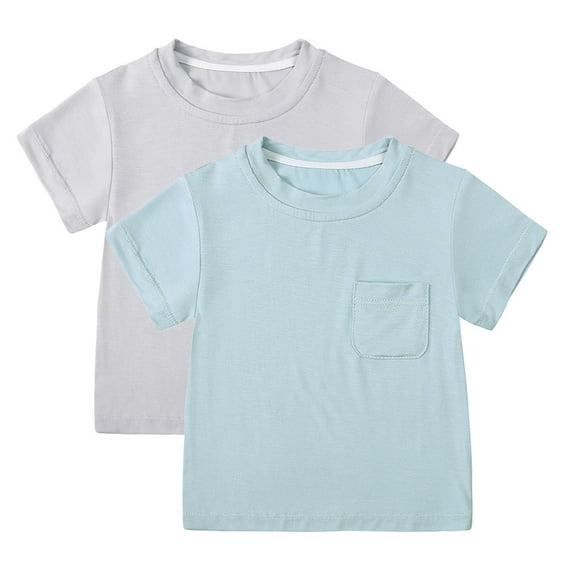 GYRATEDREAM 2 Pack Toddler Baby Boys and Girls Short Sleeve Pocket Tee T-Shirt Soild Tops 3 Months-3 Years