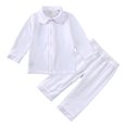 thumbnail image 1 of GYRATEDREAM Toddler Baby Kids Velvet Pajamas Set Long Sleeve Button-Down Lapel Collar Top Pants Sleepwear PJs for Girls, 1 of 4