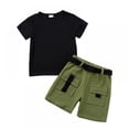 thumbnail image 1 of GYRATEDREAM 2Pcs Toddler Baby Boy Summer Clothes Solid Color T Shirt Casual Cargo Shorts Set 18M-6T, 1 of 9