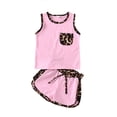 thumbnail image 1 of GYRATEDREAM 2Pcs Toddler Baby Girls Leopard Outfits Short Sleeve Pocket T-Shirt+Shorts Summer Clothes Set 1-6T, 1 of 1