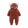 thumbnail image 1 of GYRATEDREAM 3-12M Newborn Baby Girl Boy Outfits Long Sleeve Plush Hooded Romper Footies Jumpsuit Toddler Fall Winter Clothes, 1 of 3