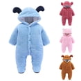 thumbnail image 1 of GYRATEDREAM 3-12M Newborn Baby Girl Boy Outfits Long Sleeve Plush Hooded Romper Footies Jumpsuit Toddler Fall Winter Clothes, 1 of 8