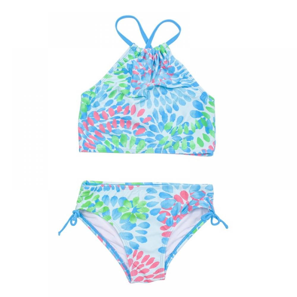 Kanu Surf Costume Intero A Due Pezzi Tankini Per Ragazze – Sportivo Con Regolazione Halter – Fantasia Daisy Beach
