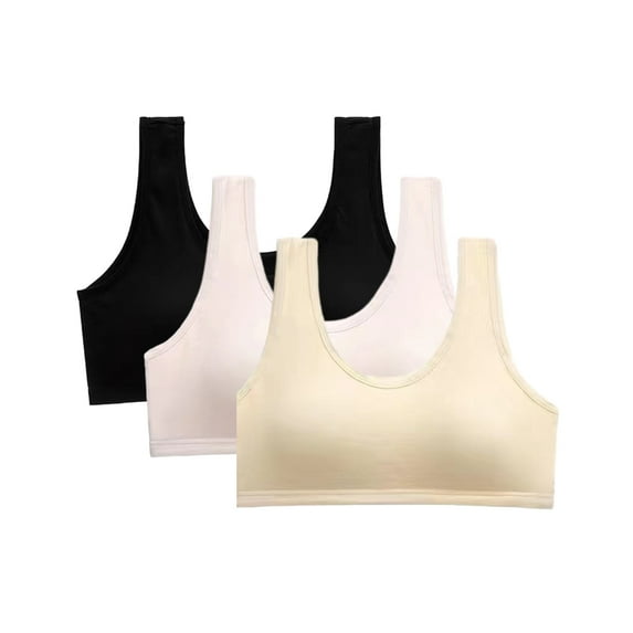 GYRATEDREAM 3 Pack Big Girls' Sports Bra with Breathable Pads Training Bras Seamless Bra for Girls 12-16 Years