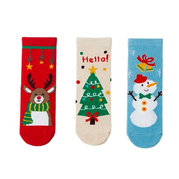 GYRATEDREAM 3 Pack Christmas Socks For Kids Cotton Socks Winter Warm Socks Xmas Gift for Boys Girls