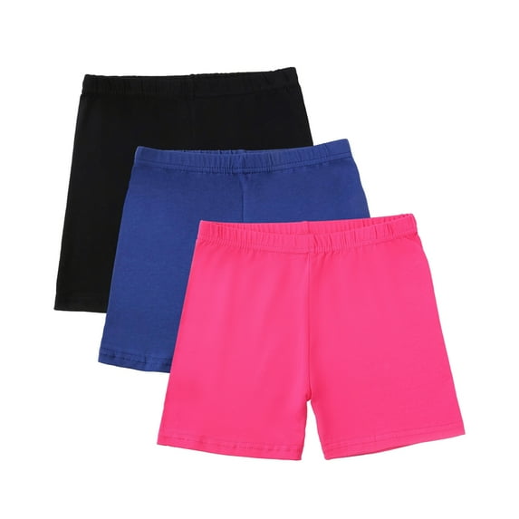 GYRATEDREAM 3 Pack Girls Bike Cartwheel Shorts Toddler Soft Under Dress Dance Short Kids Breathable Safety Shorts Multi-Color for 5-14Y