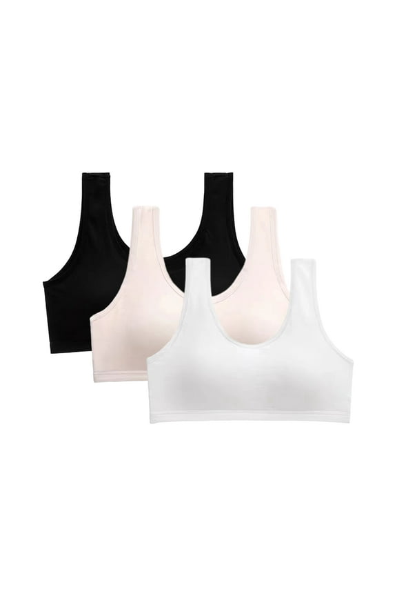 3 Pack Girls' Cotton Cropped Bra Intimates Girls' Cami Training Bra Girls Sports Bralette for Teen Girls 12-16Y