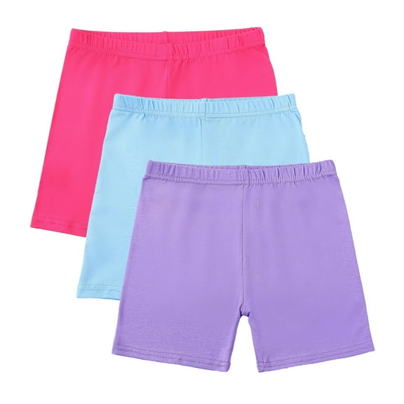 GYRATEDREAM 3 Pack Girls Dance Shorts Breathable Bike Shorts for Sports Play Underdress 2-10T