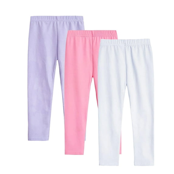 GYRATEDREAM 3 Pack Little Girls Solid Color Leggings Soft Stretch Leggings Kids Skinny Pants Trousers Basic Pants Footless Tights, Size 2-3 Years