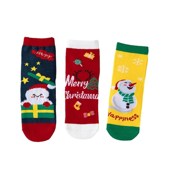 GYRATEDREAM 3 Pairs Funny Christmas Socks for Kids, Boys Cool Christmas Socks Girls Xmas Socks Novelty Design Crew Socks for 1-12Y Multi-color