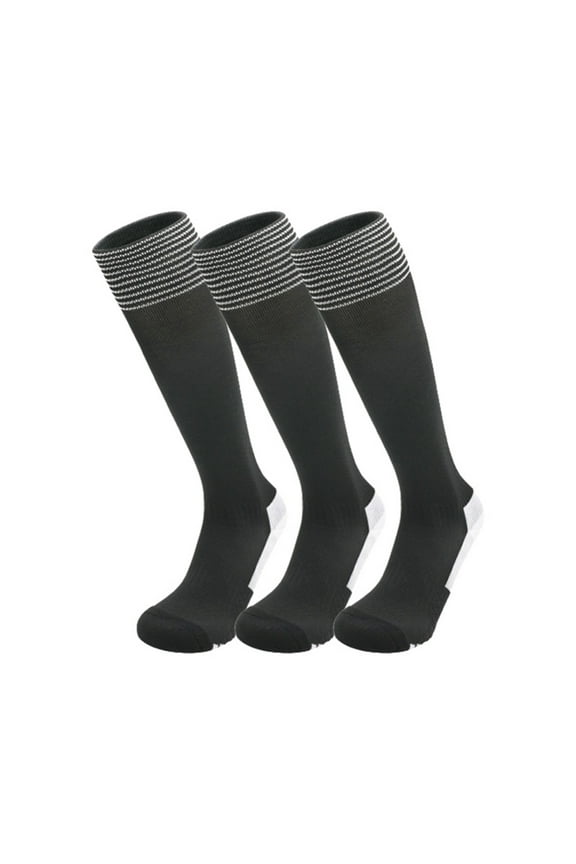 3 Pairs Kids Football Socks Sport Soccer Knee High Socks Breathable Training Socks Compression Sports Socks for Boys Girls