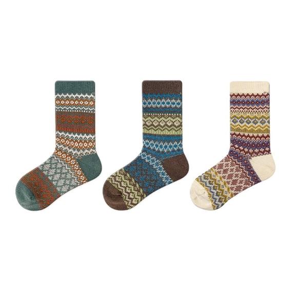 GYRATEDREAM 3 Pairs Kids Socks Bulk Boys Girls Cotton Fashion Print Socks Soft Athletic Ankle Crew Socks for 4-8Y