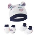 thumbnail image 1 of GYRATEDREAM 3 Pcs Newborn Baby Anti Scratching Gloves + Foot Cover + Hat Set Infant Boys Girls Soft Cotton No Scratch Mittens Socks Cute Turban for 0-6 Months, 1 of 2