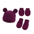 thumbnail image 1 of GYRATEDREAM 3 Pcs Newborn Baby Anti Scratching Gloves + Foot Cover + Hat Set Infant Boys Girls Soft Cotton No Scratch Mittens Socks Cute Turban for 0-6 Months, 1 of 3