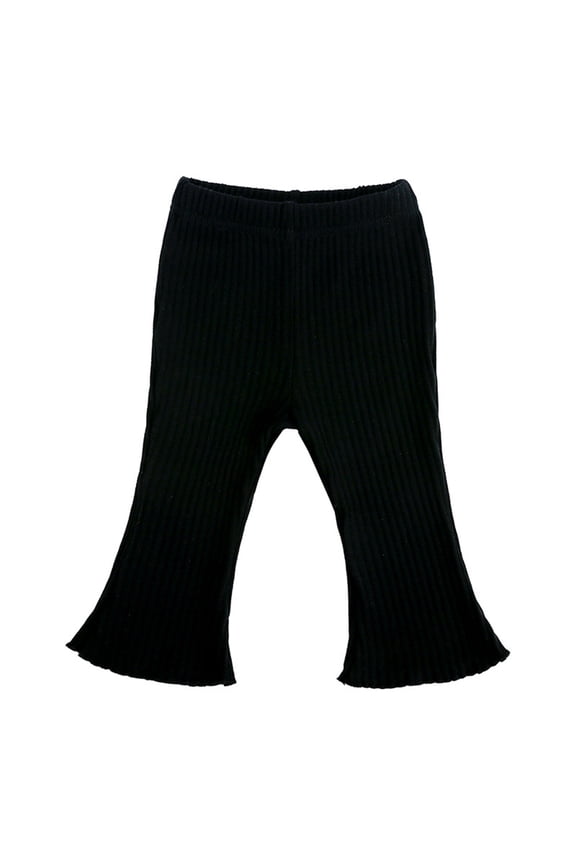 3M-3T Baby Girl Flare Pants Infant Solid Ribbed Ruffle Bell Bottoms Pants Trousers Fall Outfits
