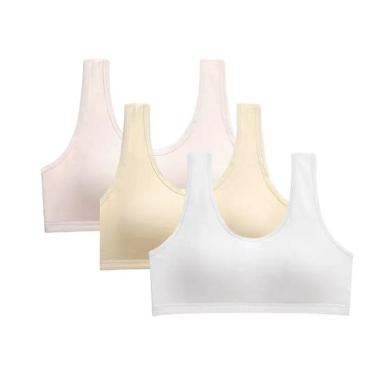 GYRATEDREAM 3Pack Big Girls Sports Bra Padded Training Bras Girls Thin Cotton Breathable Seamless Bra,12-16T