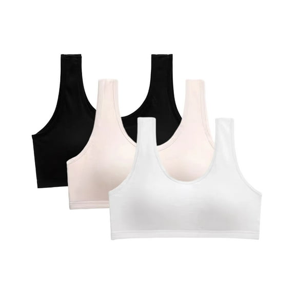 GYRATEDREAM 3Pcs Big Girls' Sports Seamless Bra with Breathable Pads Kids Teens Cotton Training Bra-Racerback Comfort Crop Bras for 12-16 Years