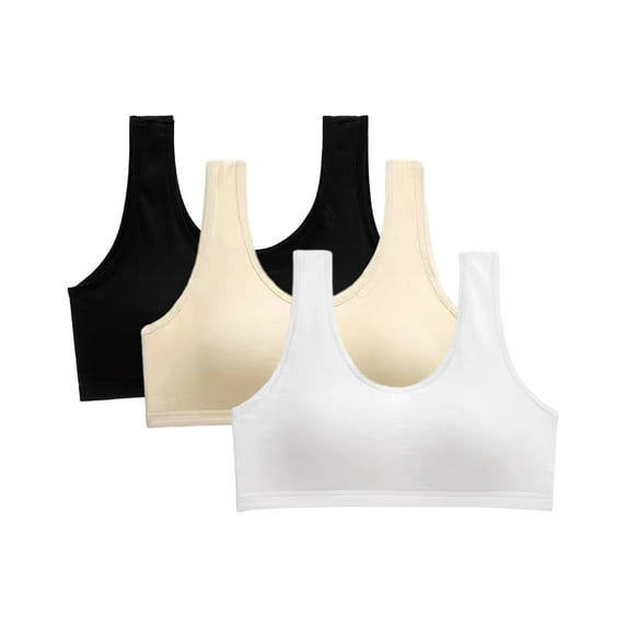 GYRATEDREAM 3Pcs Teens Girls Training Bras Big Kids Lightly Padded Adjustable Sports Bra Starter Bras 12-16 Years