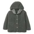 thumbnail image 1 of GYRATEDREAM 4-12Y Girls Boys Hooded Fleece Jacket Toddler Baby Button down Solid Color Wool Outwear Coat with Pockets Kids Children Warm Fall Winter Clothes Dark Grey, 1 of 4