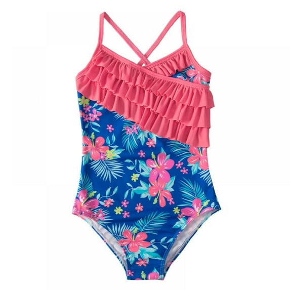 GYRATEDREAM 4-12Years Baby Girls' One Piece Ruffle Butt Swimsuit Girls Baby Girl One Piece Swimsuit Swimwear Bathing Suit Tankini